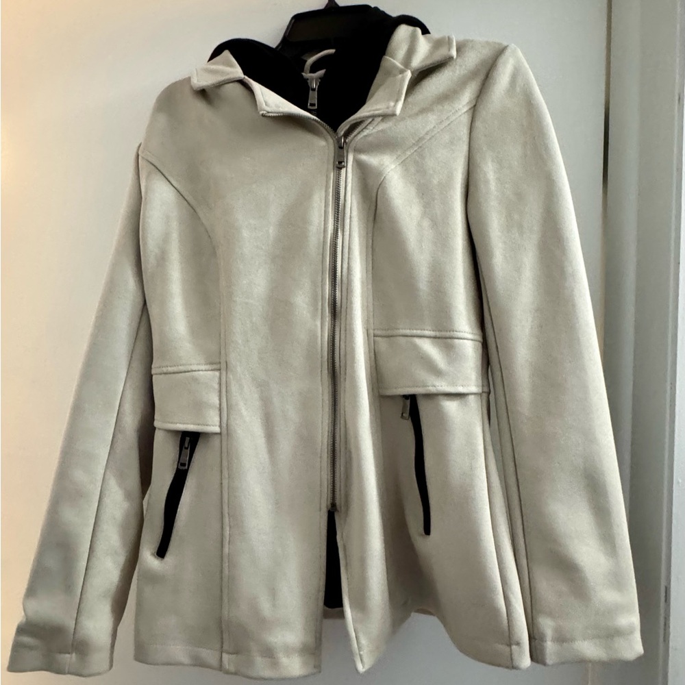DownEast Cream Utility Jacket with Black Details